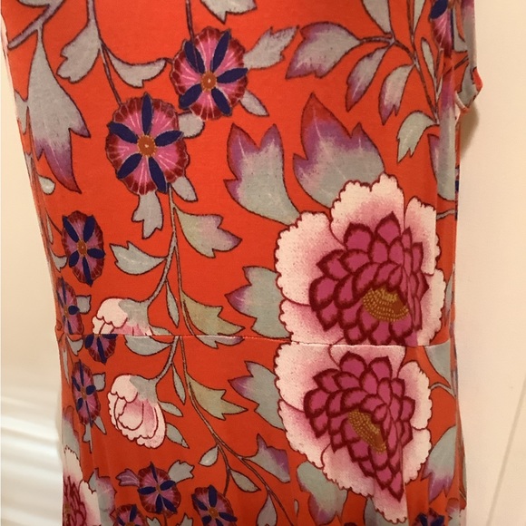 Floral sleeveless summer dress colorful stretchy size 12-14 fits great 🌺 - Picture 5 of 9
